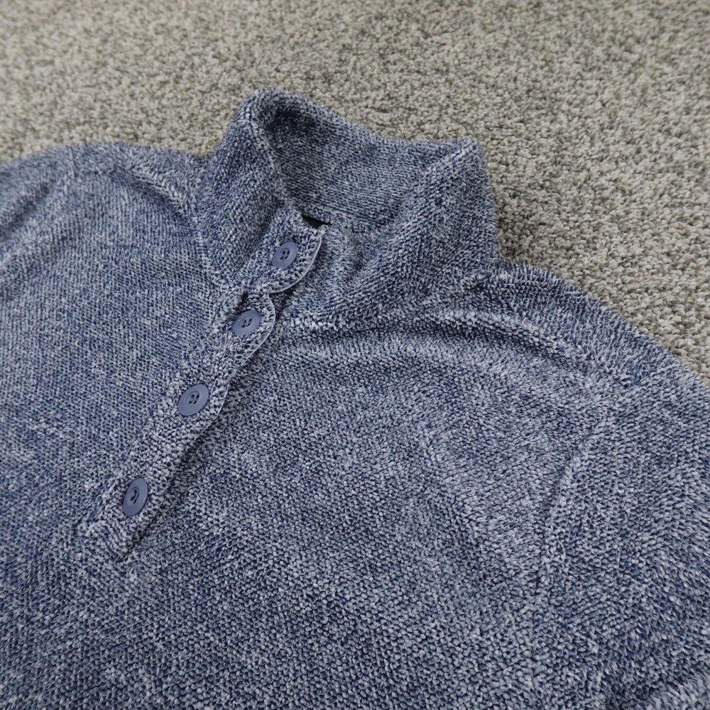 Eddie Bauer‎ Sweater Womens M Blue Sherpa Fleece Henley Pullover Outdoor Hiking